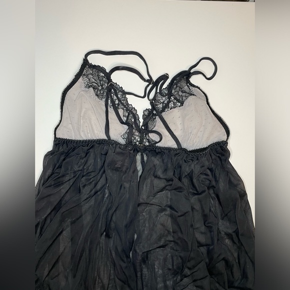 Victoria’s Secret Sheer Black Babydoll Negligee & Panties Set Lace Lingerie - Picture 3 of 8